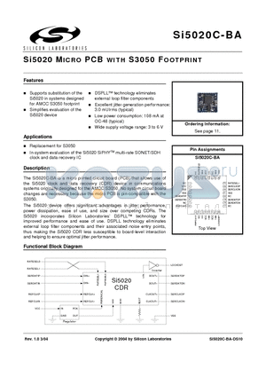 SI5020C-BA datasheet - Si5020 MICRO PCB WITH S3050 FOOTPRINT