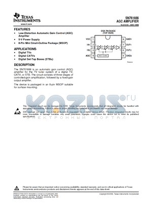 SN761666 datasheet - AGC AMPLIFIER