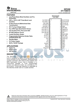 SN761662DBT datasheet - DTV TUNER IC