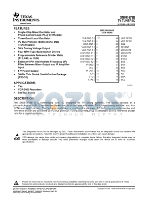 SN761678BDBTRG4 datasheet - TV TUNER IC