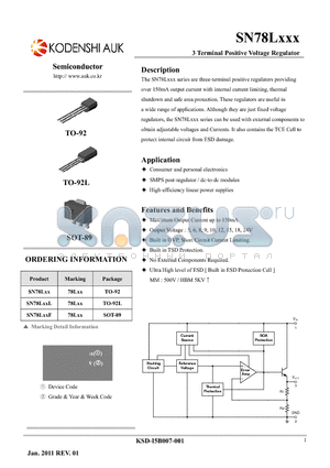 SN78L09 datasheet - 3 Terminal Positive Voltage Regulator