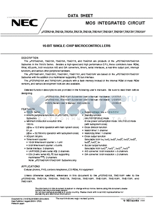 UPD784217AGC datasheet - MOS INTEGRATED CIRCUIT