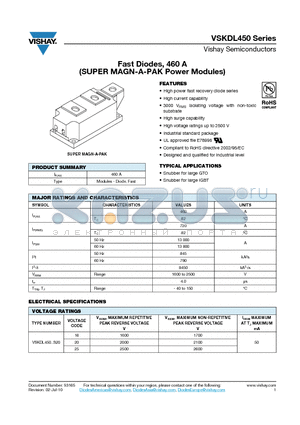 VSKDL450 datasheet - Fast Diodes, 460 A (SUPER MAGN-A-PAK Power Modules)