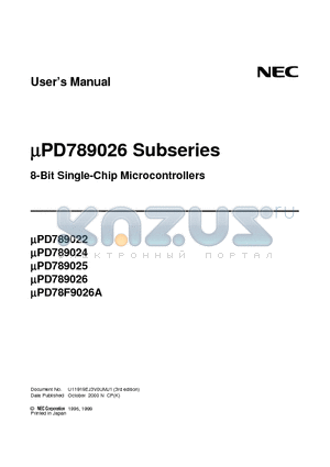 UPD789022 datasheet - 8-Bit Single-Chip Microcontrollers