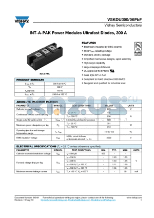 VSKDU300 datasheet - INT-A-PAK Power Modules Ultrafast Diodes, 300 A