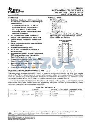 TPL9201N datasheet - MICROCONTROLLER POWER SUPPLY AND MULTIPLE LOW-SIDE DRIVER