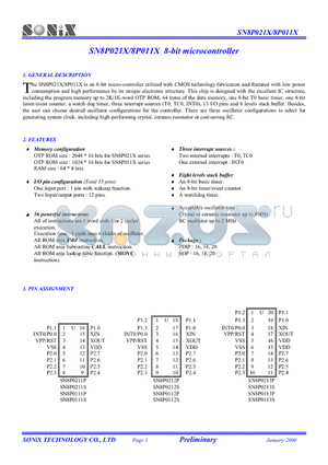 SN8P0213P datasheet - 8-bit microcontroller