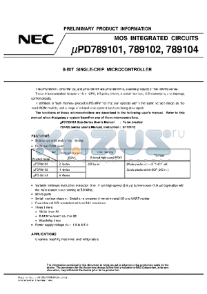 UPD789104 datasheet - 8-BIT SINGLE-CHIP MICROCONTROLLER