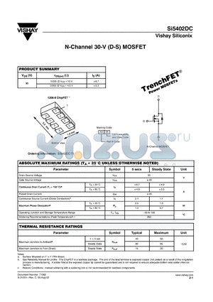 SI5402DC-T1 datasheet - N-Channel 30-V (D-S) MOSFET