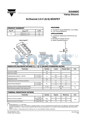 SI5406DC-T1 datasheet - N-Channel 2.5-V (G-S) MOSFET