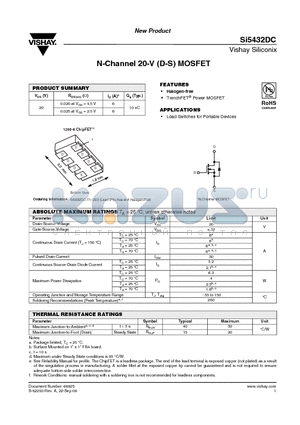 SI5432DC-T1-GE3 datasheet - N-Channel 20-V (D-S) MOSFET