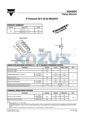 SI5435DC datasheet - P-Channel 30-V (D-S) MOSFET