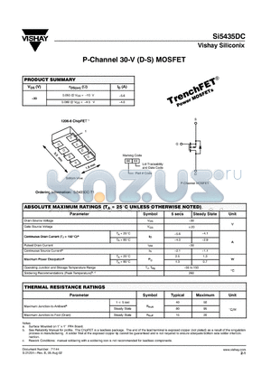 SI5435DC-T1 datasheet - P-Channel 30-V (D-S) MOSFET