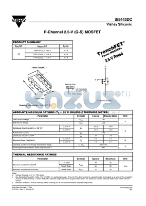 SI5443DC datasheet - P-Channel 2.5-V (G-S) MOSFET