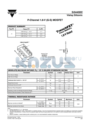 SI5445DC datasheet - P-Channel 1.8-V (G-S) MOSFET