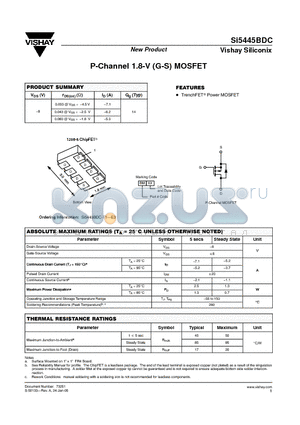 SI5445BDC datasheet - P-Channel 1.8-V (G-S) MOSFET