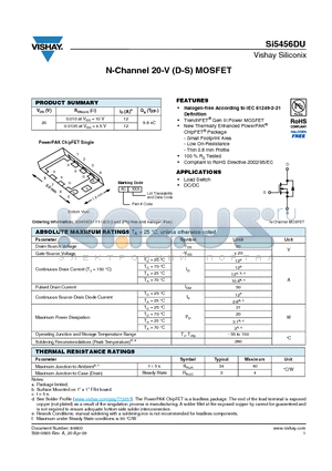 SI5456DU-T1-GE3 datasheet - N-Channel 20-V (D-S) MOSFET