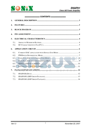 SNAP01 datasheet - Class AB Power Amplifier