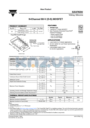 SI5476DU-T1-GE3 datasheet - N-Channel 60-V (D-S) MOSFET