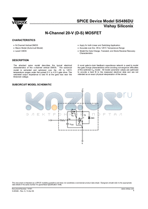 SI5486DUV datasheet - N-Channel 20-V (D-S) MOSFET