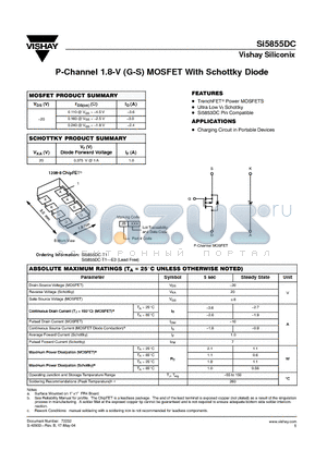 SI5855DC_04 datasheet - P-Channel 1.8-V (G-S) MOSFET With Schottky Diode