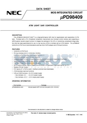 UPD98409 datasheet - ATM LIGHT SAR CONTROLLER