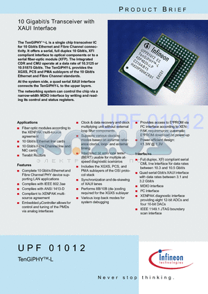 UPF01012 datasheet - 10 Gigabit/s Transceiver with XAUI Interface