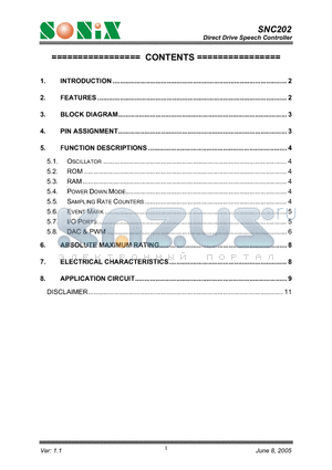 SNC202 datasheet - Direct Drive Speech Controller