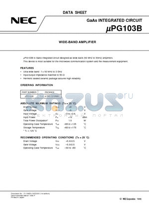 UPG103B datasheet - WIDE-BAND AMPLIFIER