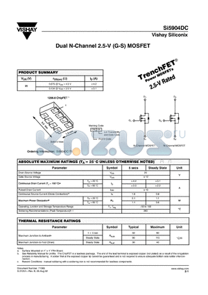 SI5904DC datasheet - Dual N-Channel 2.5-V (G-S) MOSFET