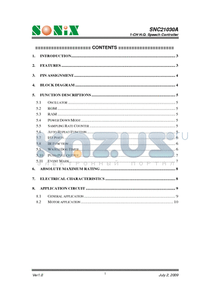 SNC21030A datasheet - 1-CH H.Q. Speech Controller