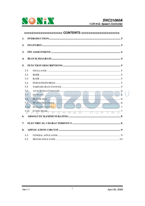 SNC21060A datasheet - 1-CH H.Q. Speech Controller