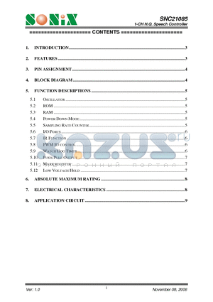 SNC21085 datasheet - 1-CH H.Q. Speech Controller