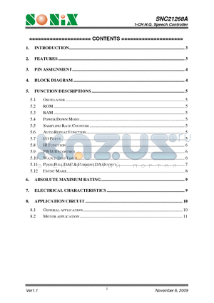 SNC21268A datasheet - 1-CH H.Q. Speech Controller