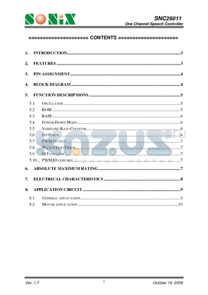 SNC26011 datasheet - One Channel Speech Controller