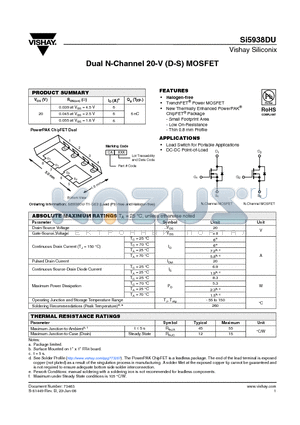 SI5938DU datasheet - Dual N-Channel 20-V (D-S) MOSFET