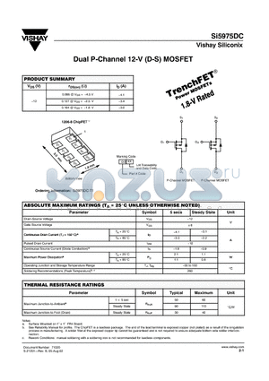 SI5975DC datasheet - Dual P-Channel 12-V (D-S) MOSFET
