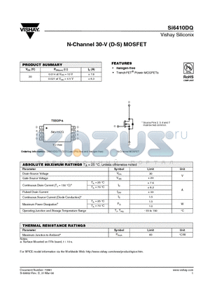 SI6410DQ datasheet - N-Channel 30-V (D-S) MOSFET