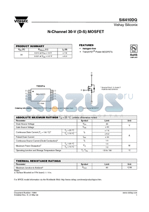 SI6410DQ-T1-GE3 datasheet - N-Channel 30-V (D-S) MOSFET