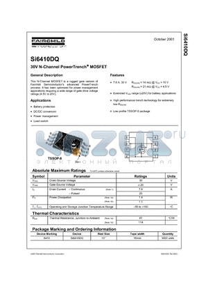 SI6410DQ datasheet - 30V N-Channel PowerTrench MOSFET