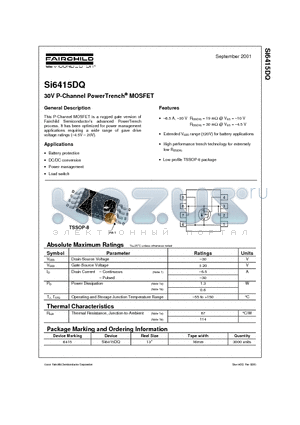 SI6415DQ datasheet - 30V P-Channel PowerTrench MOSFET