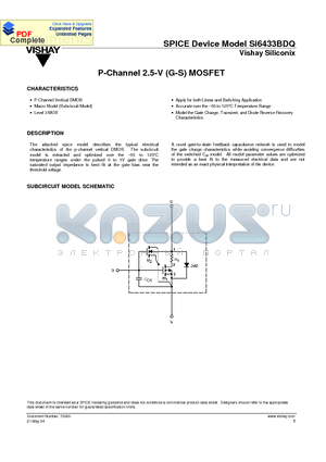 SI6433BDQ datasheet - P-Channel 2.5-V (G-S) MOSFET