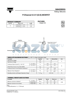 SI6433BDQ datasheet - P-Channel 2.5-V (G-S) MOSFET
