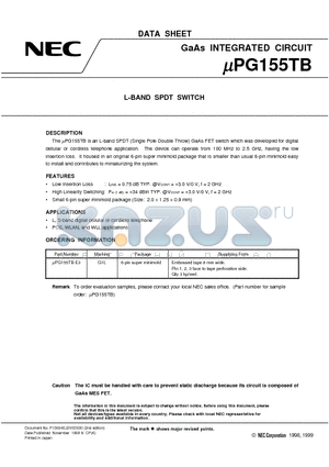 UPG155TB-E3 datasheet - L-BAND SPDT SWITCH
