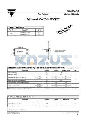 SI6435ADQ datasheet - P-Channel 30-V (D-S) MOSFET