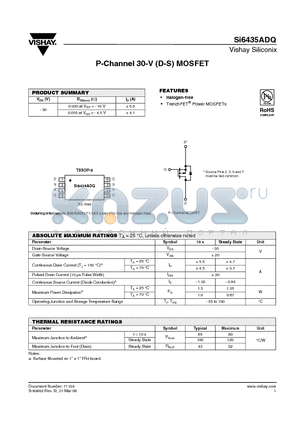 SI6435ADQ_08 datasheet - P-Channel 30-V (D-S) MOSFET