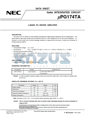 UPG174TA datasheet - L-BAND PA DRIVER AMPLIFIER