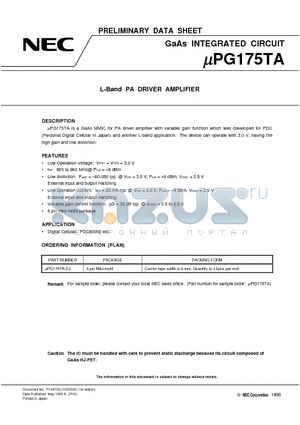 UPG175TA-E3 datasheet - L-Band PA DRIVER AMPLIFIER