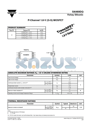 SI6469DQ datasheet - P-Channel 1.8-V (G-S) MOSFET