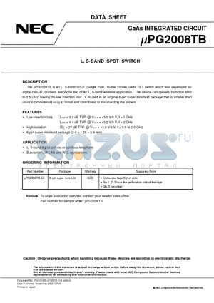 UPG2008TB datasheet - GaAs INTEGRATED CIRCUIT